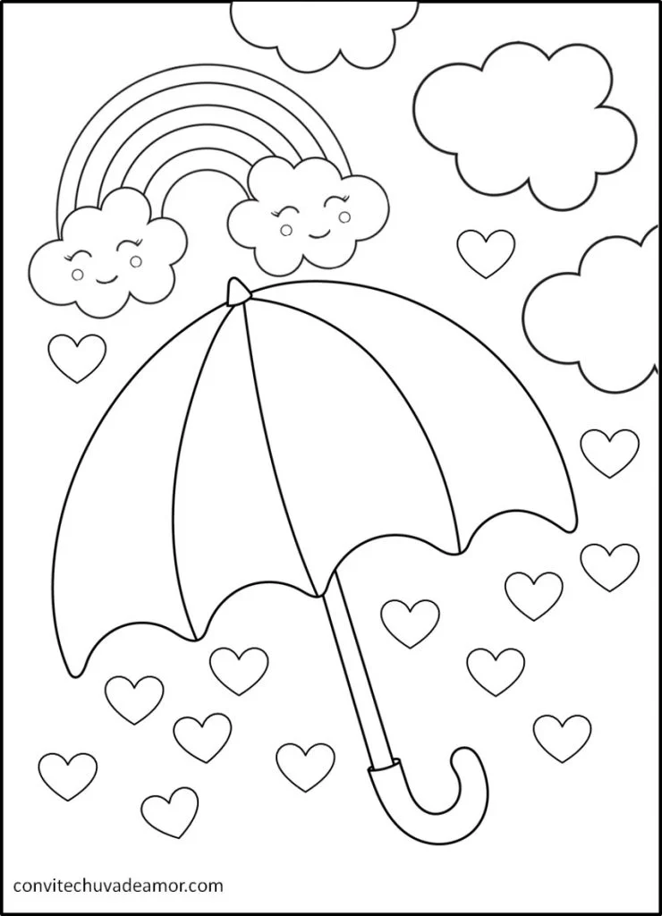 Chuva de Amor para Colorir Chuva de Amor