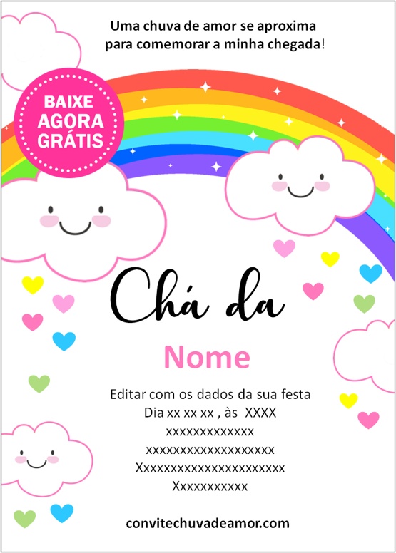 convite chuva de amor para imprimir