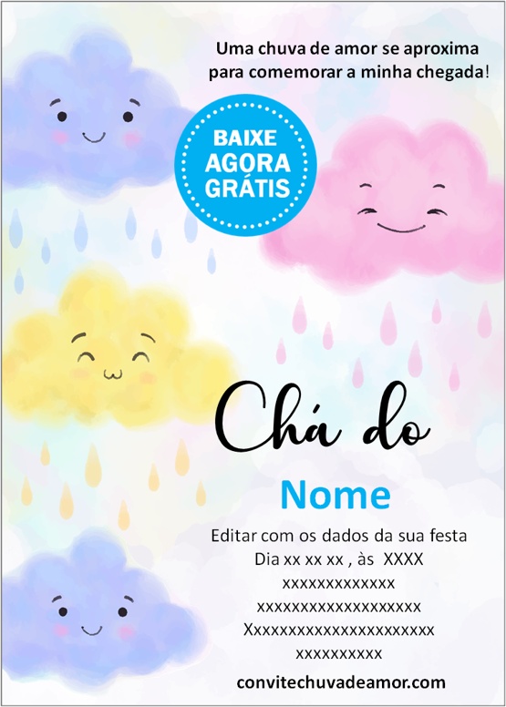 chuva de amor convite cha de bebe