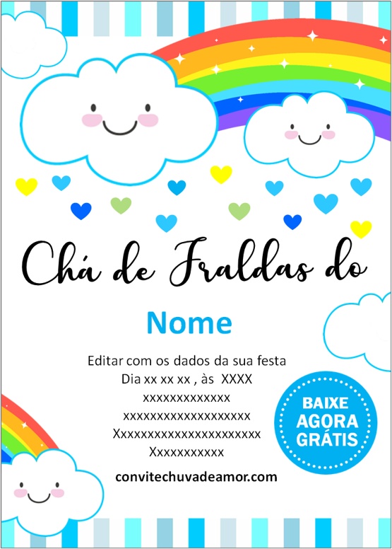 convite chá de fraldas chuva de amor