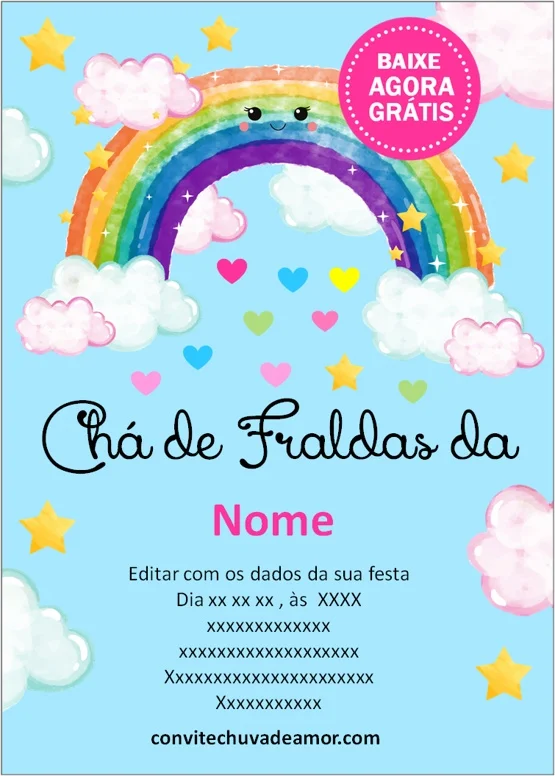 Criar convite de Chuva de Amor online grátis