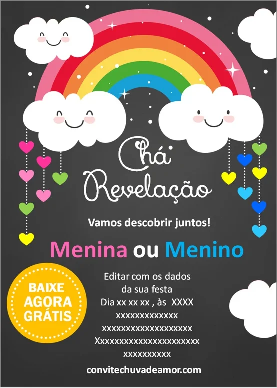 Convite chá de baby revelação Edite Online