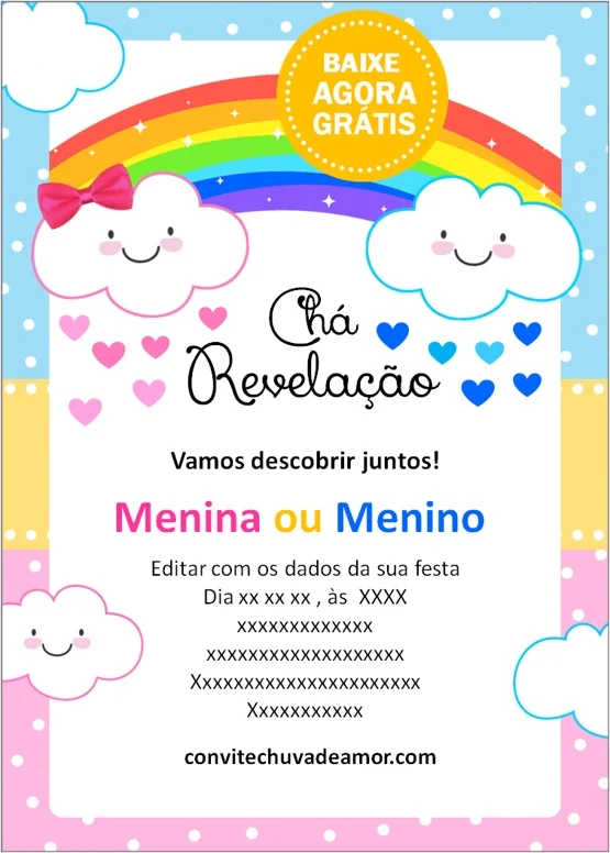 Convite Chá Revelação Chuva de Amor Chuva de Amor