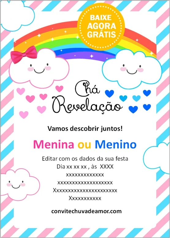 Convite Chá Revelação Chuva de Amor Chuva de Amor