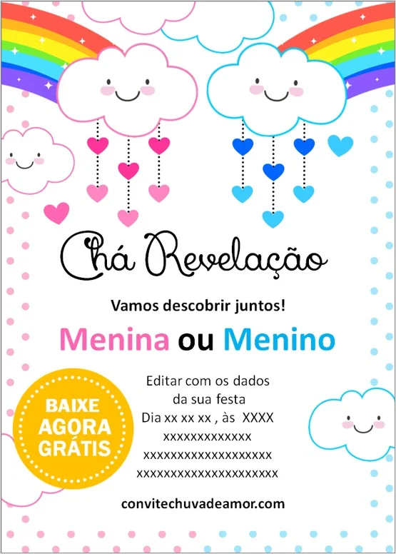 Convite Chá Revelação Chuva de Amor Chuva de Amor