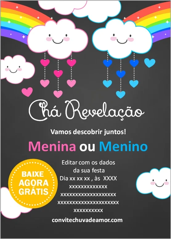 Convite Chá Revelação Chuva de Amor Chuva de Amor