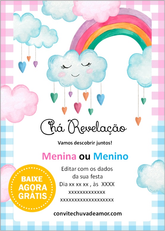 convite cha de revelação chuva de amor