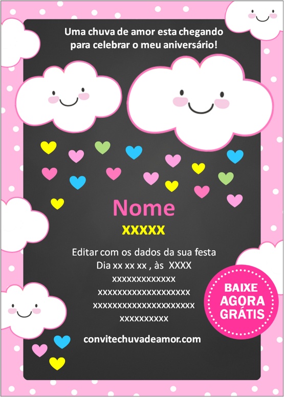 convite chuva de amor editavel