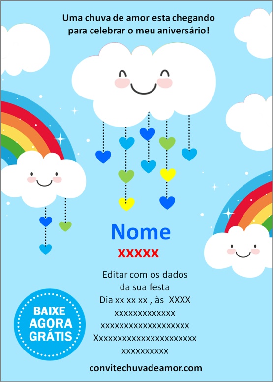 chuva de amor convite para editar