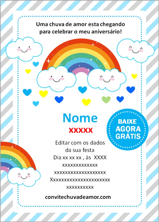 convite de aniversário chuva de amor